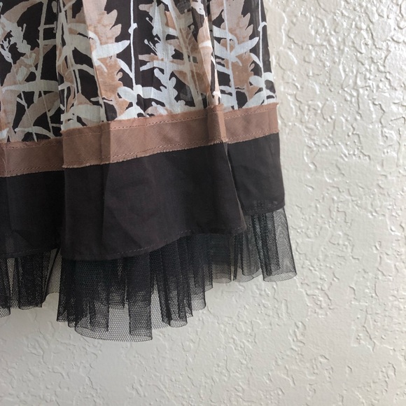 Bcbg brown embroidered sundress tulle fit n flare - Picture 4 of 6